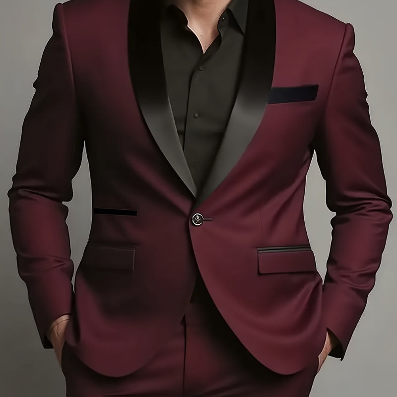Men'S Premium Two-Piece Suit, Plus-Size Suit Set with Pants.