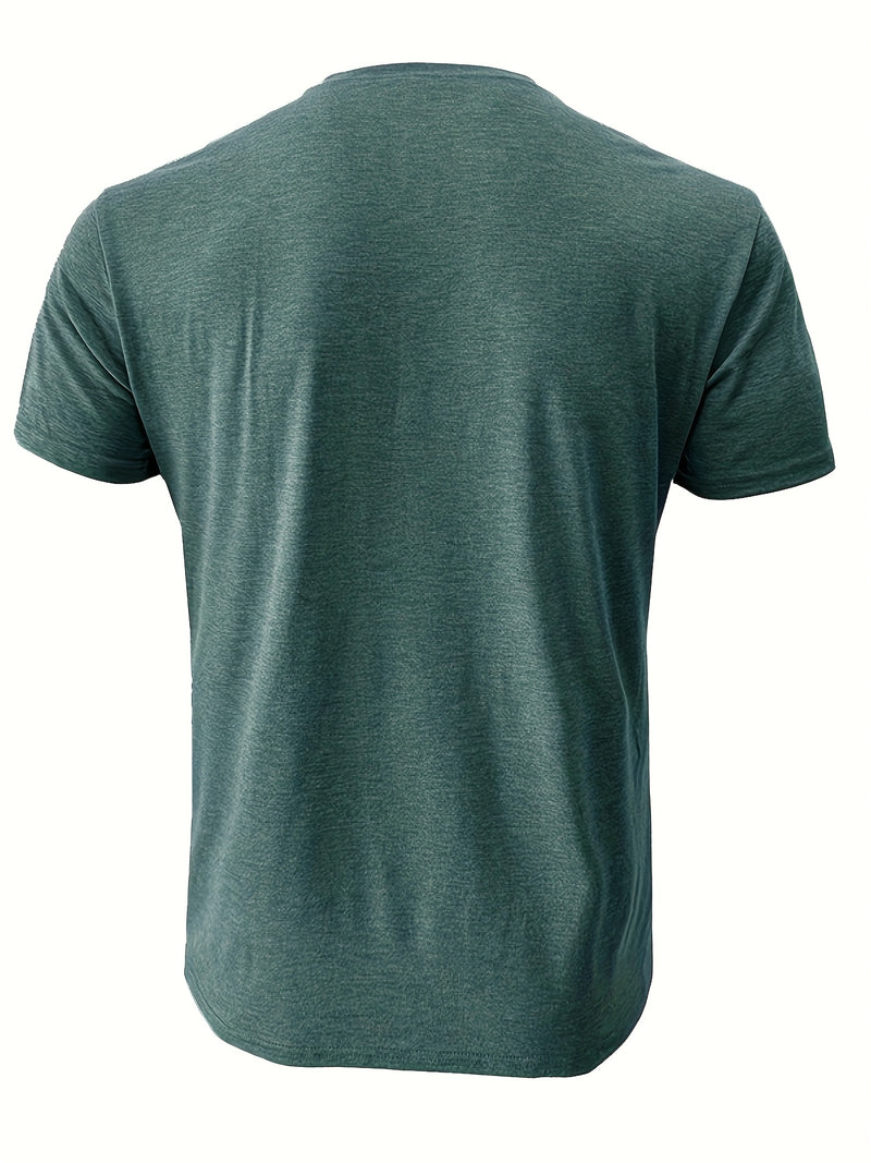 Men's Henley Round Neck Short Sleeve T-Shirt.