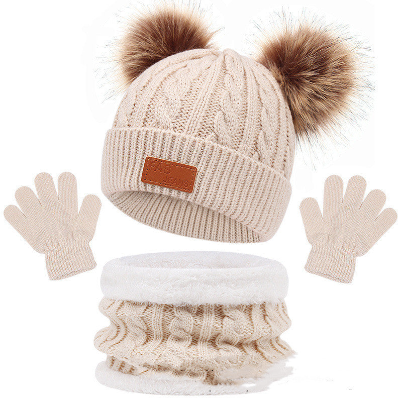 Children's Hat Scarf Gloves Three-piece Set