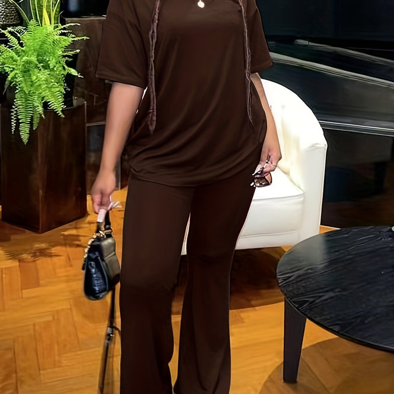 Womens Cross-Border Foreign Trade Loose T-Shirts, Long Wide-Leg Pants.