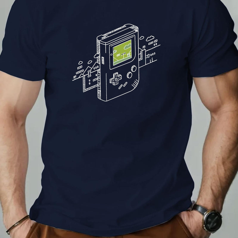 Men's Gaming Console Print Summer Casual Crew Neck Short Sleeve T-Shirt.