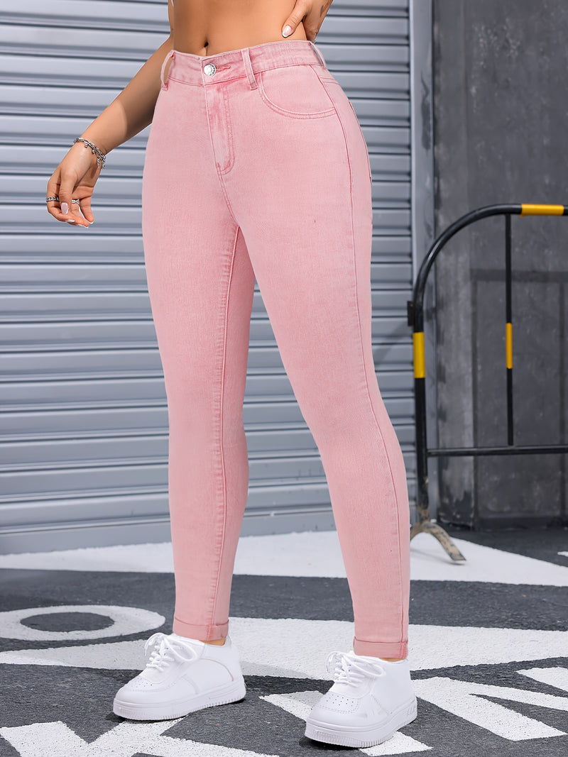 Fashionable Pink Skinny Pants for Women.