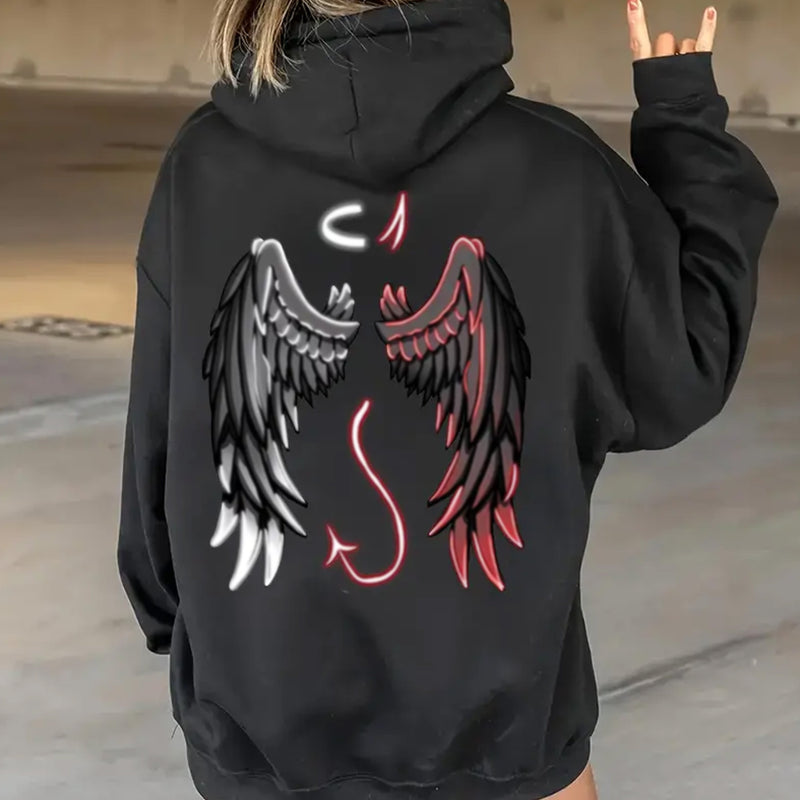 Women's Casual Hooded Sweatshirt with Drawstrings And Long Sleeves.