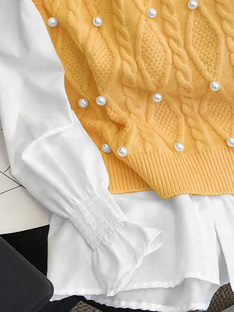 Spring/Summer New Women's Fashion Elegant Pullover Pearl Vest.