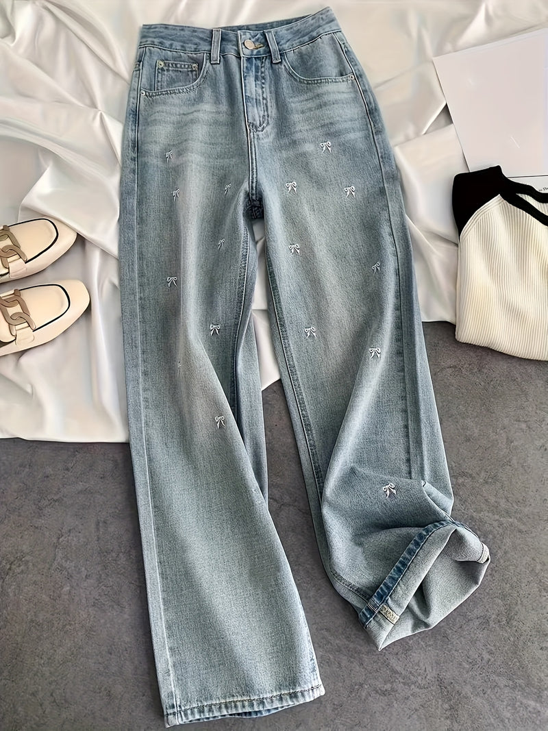 Light Blue Wide-Leg Jeans for Women.
