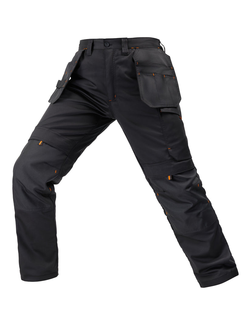 Men's Elastic Cargo Pants with Multiple Pockets, All-Season Style.