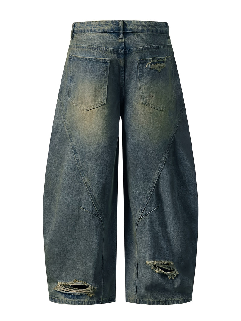 A Pair of Loose-Fitting American Street-Style Jeans for Women.