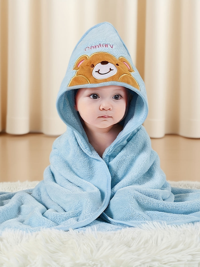 Cute Baby Bathrobe, Highly Absorbent, Quick-Drying, with a Hood.