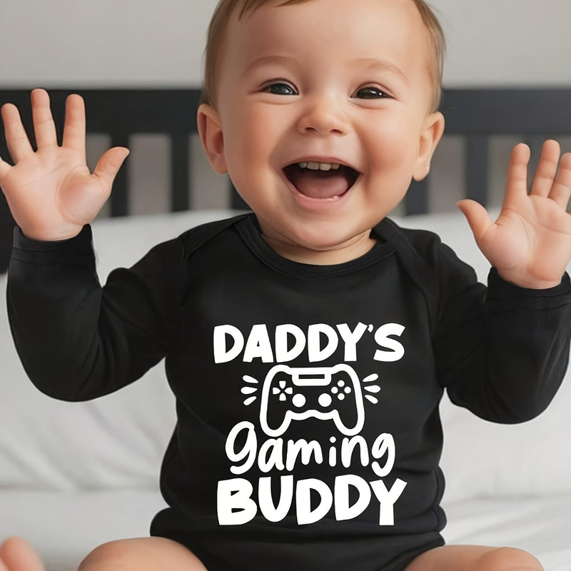 Comfortable Baby Long-sleeved Onesies with Cute Cartoon Letter Prints.