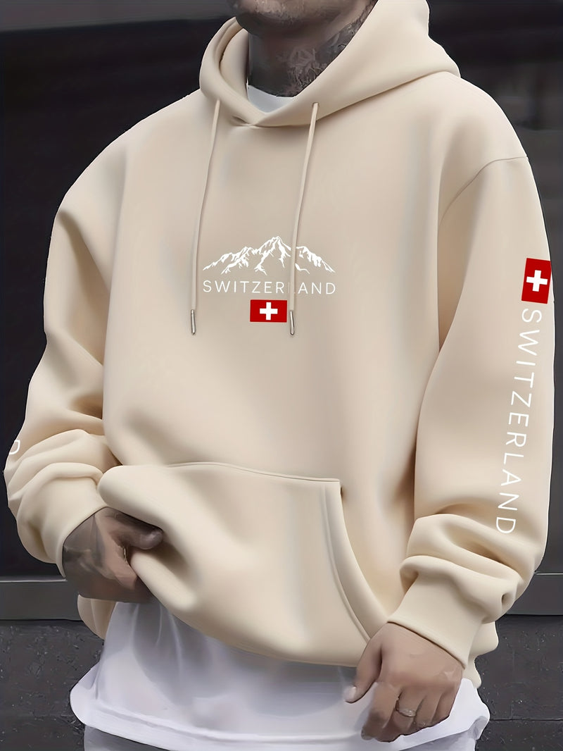 Men'S & Women'S Swiss Flag & Matterhorn Mountain Graphic Hooded Sweatshirt.
