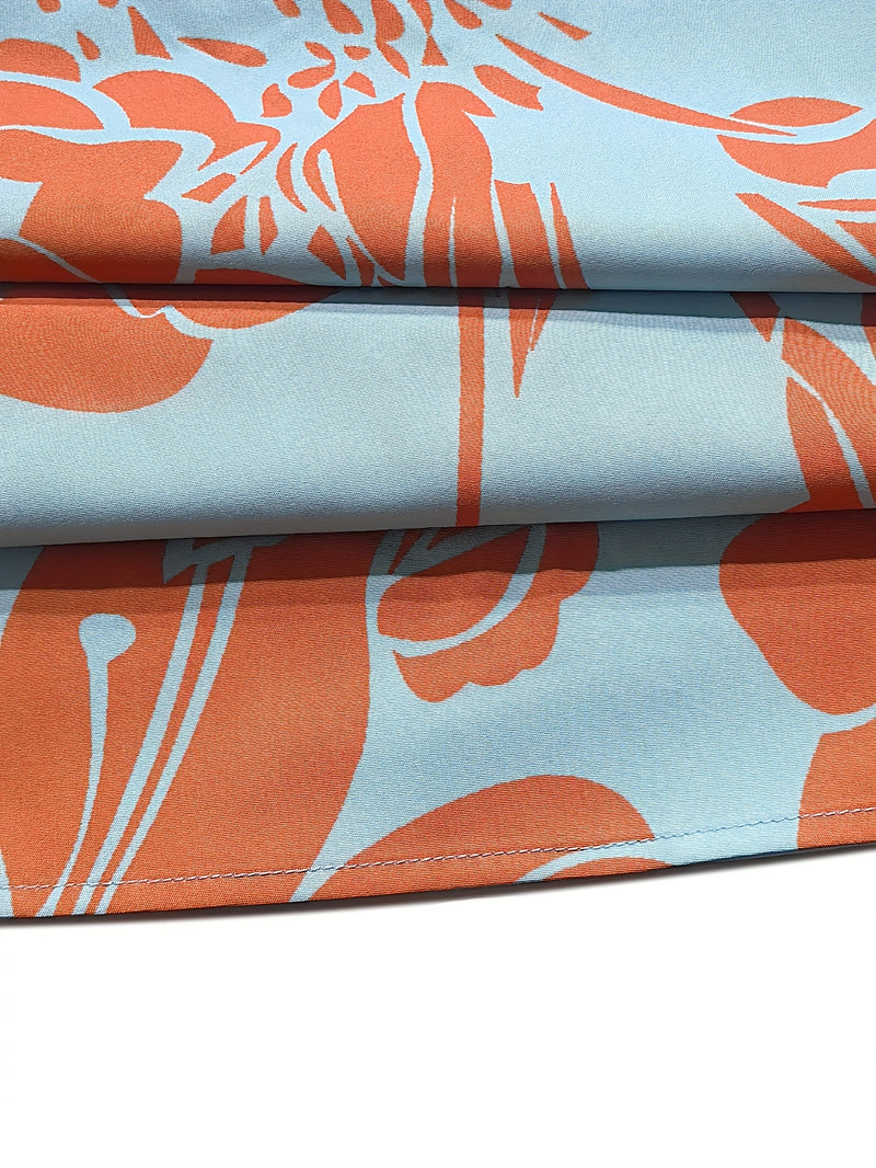 Women's Slim Fit Tank Top Floral Print Wide Leg Pants Two-Piece Set