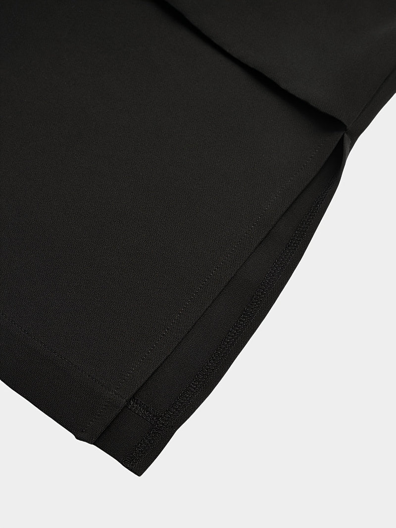 Men'S Suit, Short-Sleeved Top, Round Neck, Fake Pocket Design.