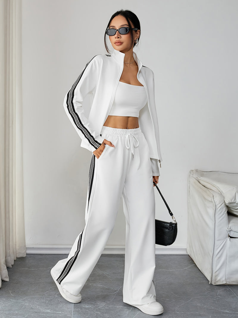 Women's 2pcs Set: Long-Sleeve Zipper Jacket and Long Pants.