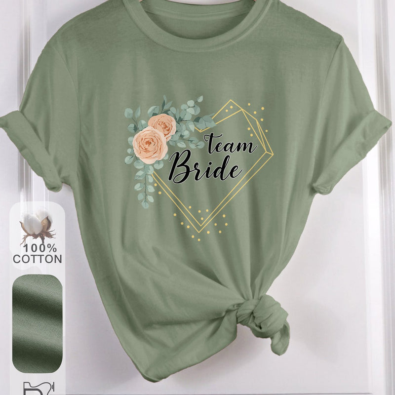 Women’s Graphic Print T-shirt, Short Sleeve Crew Neck Casual.