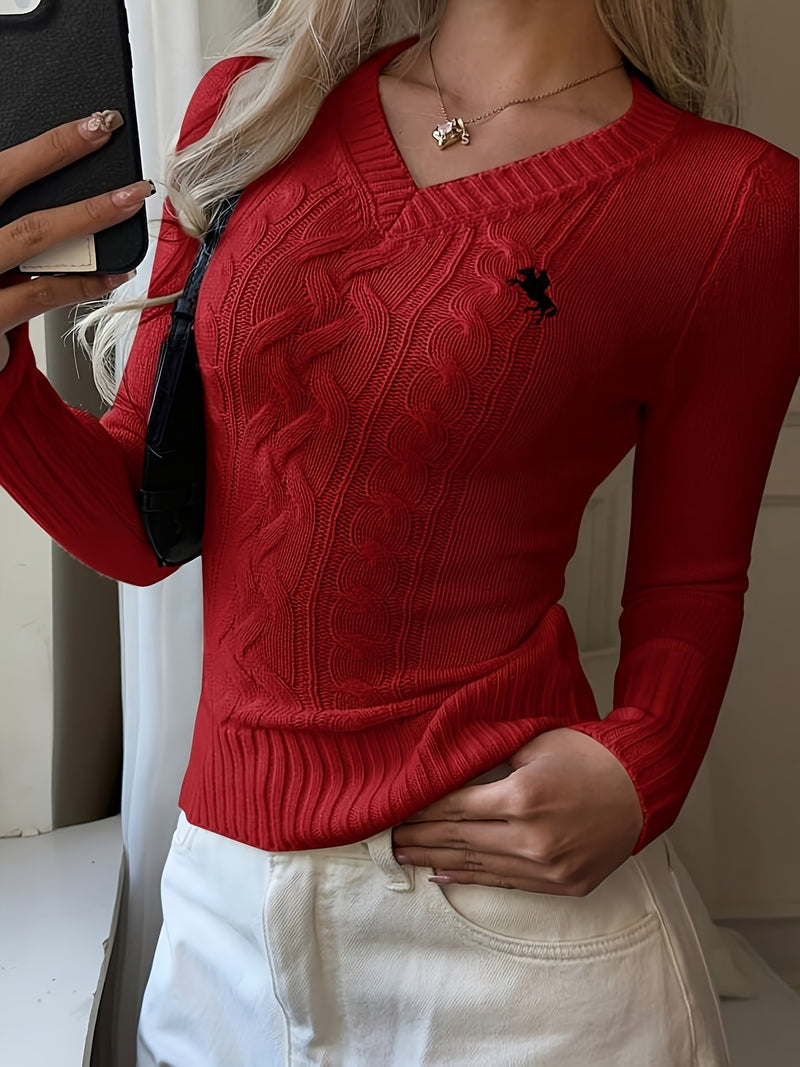 Elegant Ladies' V-neck Long Sleeve Slim Fit Cardigan.