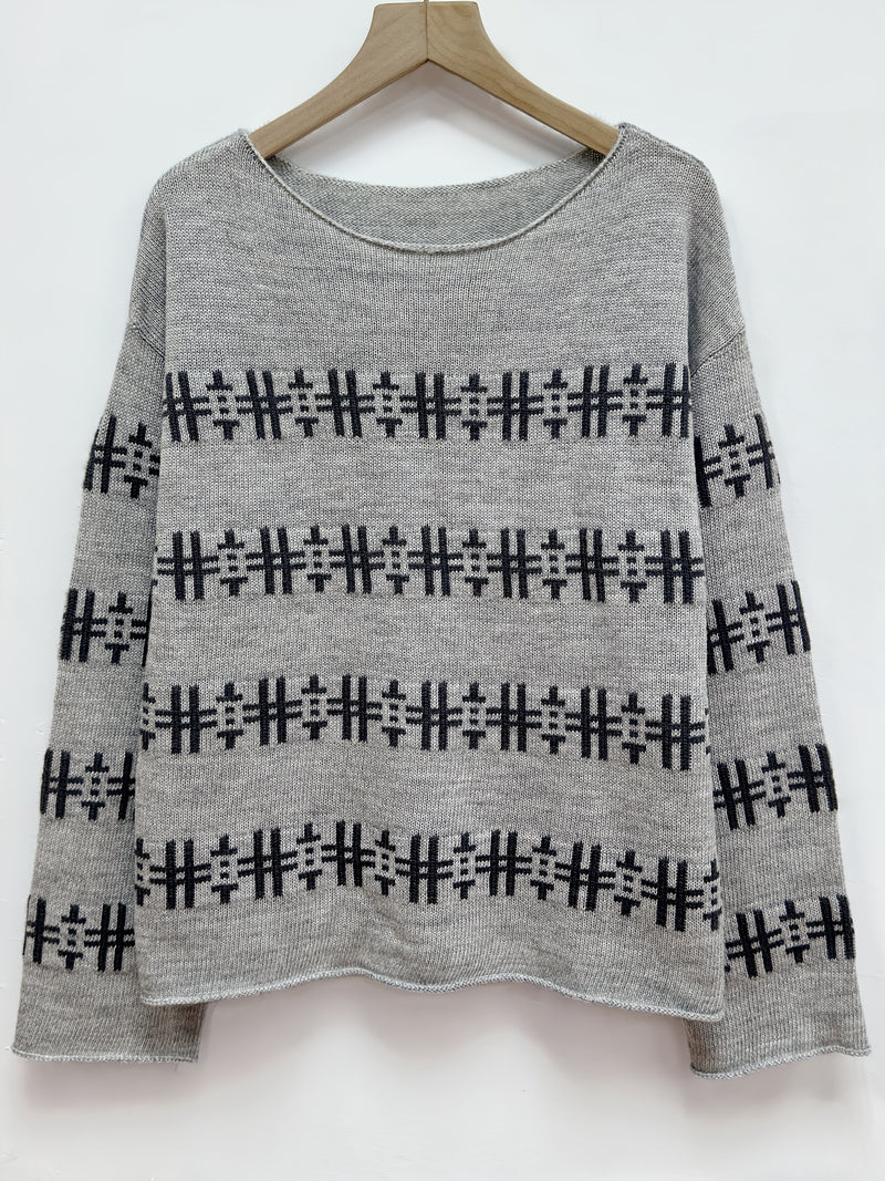 Women’s Fashionable Casual Letter Symbol Color-Blocking Loose Striped.