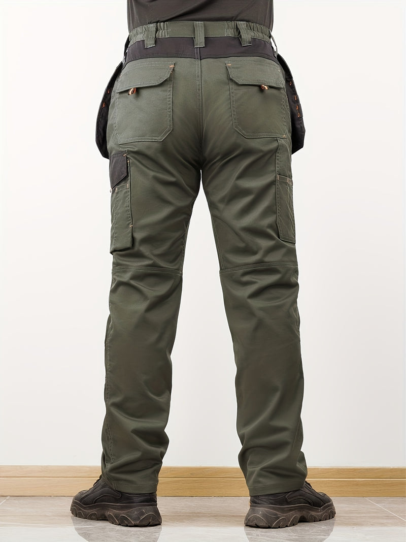 Men's Elastic Cargo Pants with Multiple Pockets, All-Season Style.