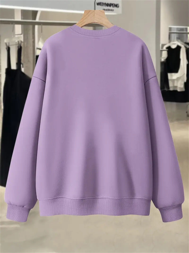 Plus Size, Women's Oversized German Text Print Sweatshirt.