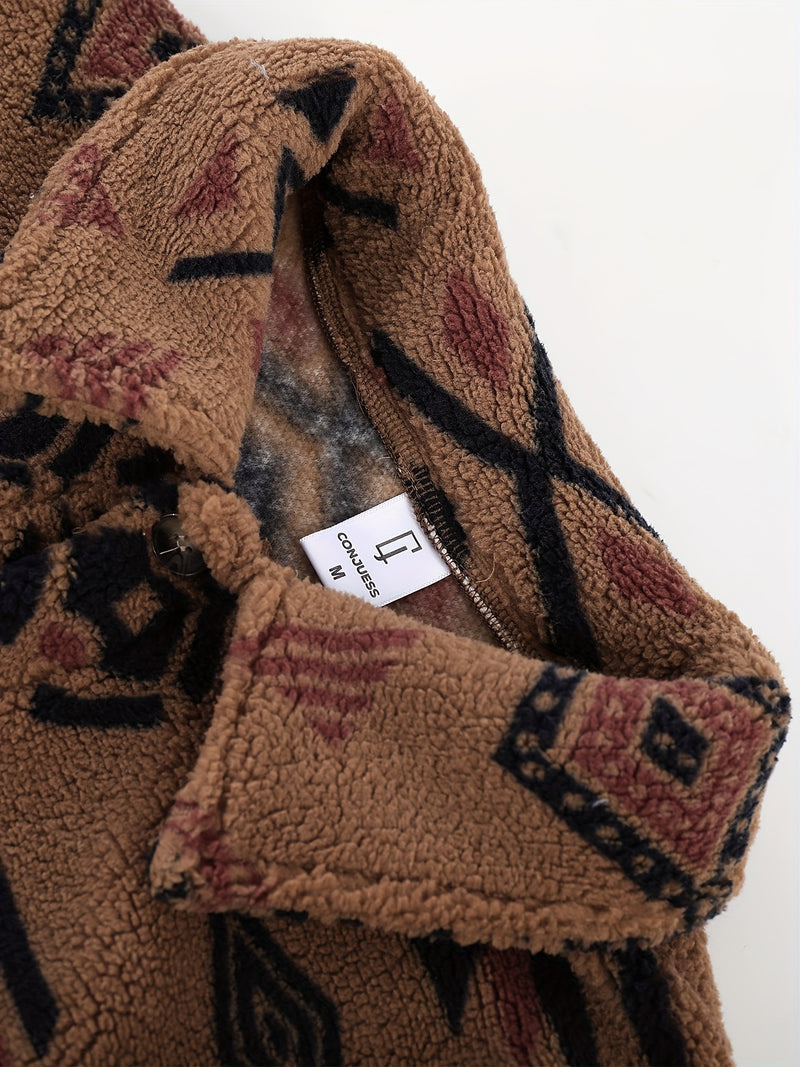 Men's Winter Set: Bohemian Pattern Warm Turn- Collar.