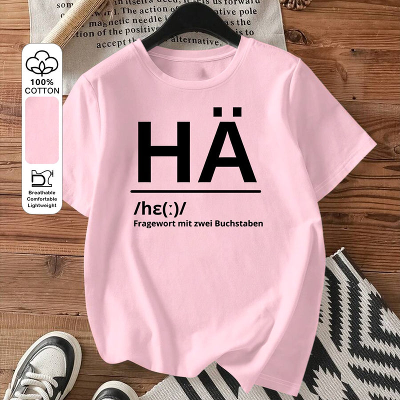 Women's Fashion Letter Print Round Neck Short Sleeve T-Shirt.