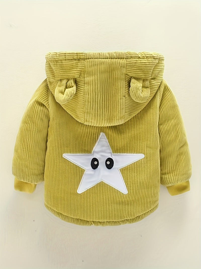 Autumn/Winter Thickened Padded Hooded Outerwear for Baby Boys and Girls.