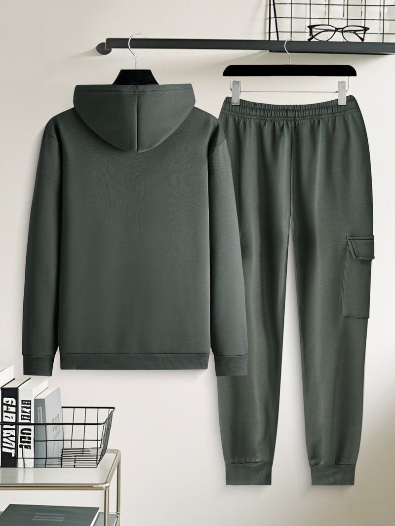 Men's Casual 2pcs Set, Fashion Long Sleeve Streetwear Hoodie.