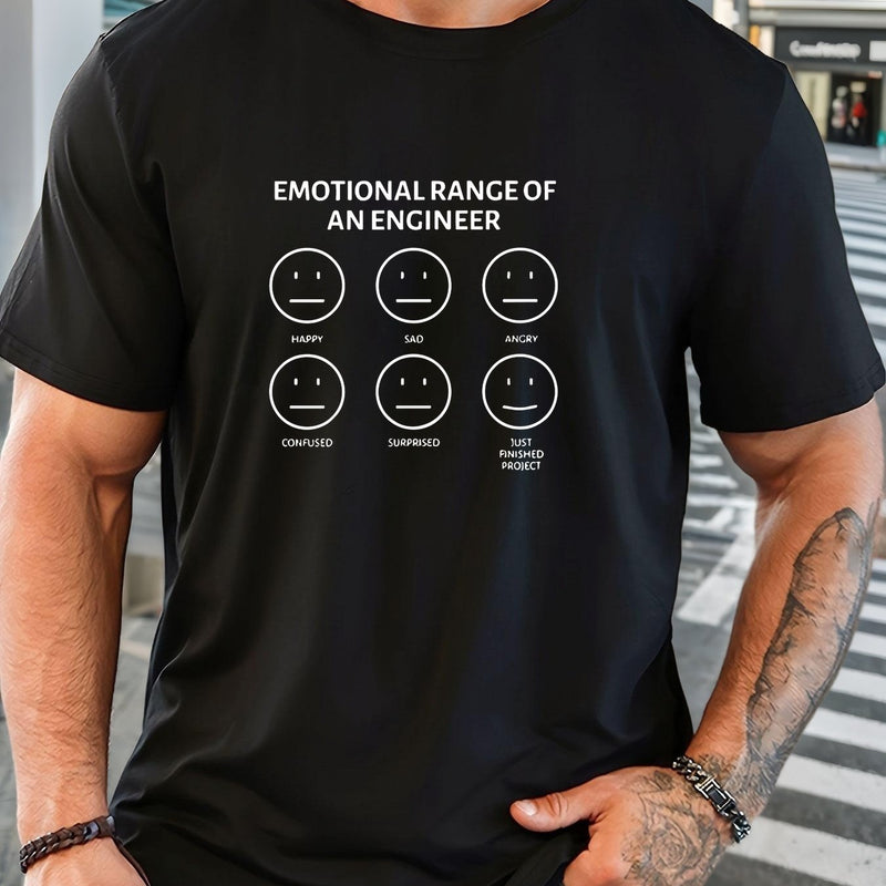 Men's Funny Emoticon Face Chart Graphic T-Shirt.