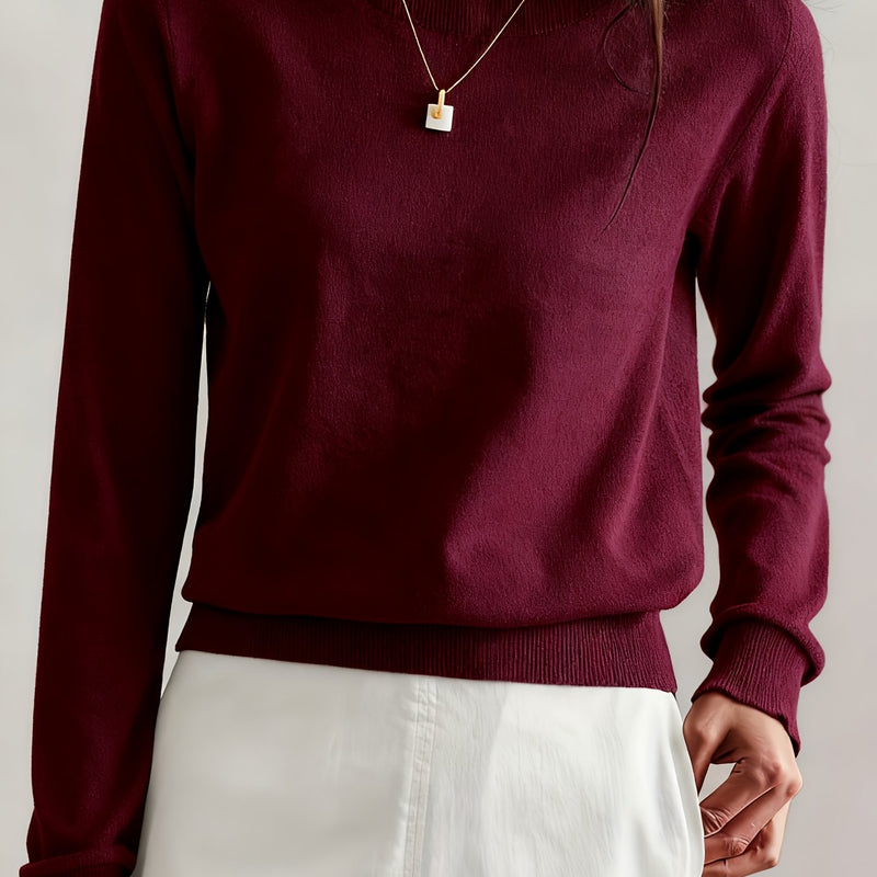 Women's Fashion Round Neck High-end Versatile Base Layer Top.