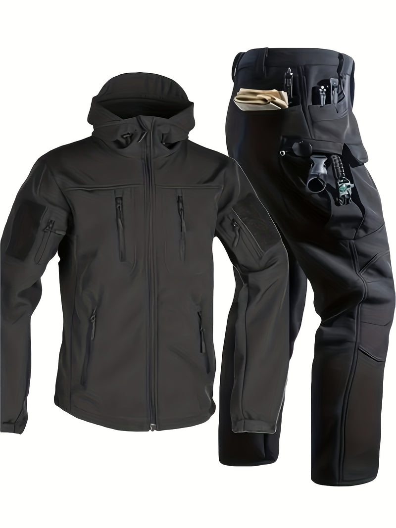 Outdoor Two-Piece Set,Lined Trendy Windproof Warm Motorcycle Hooded.