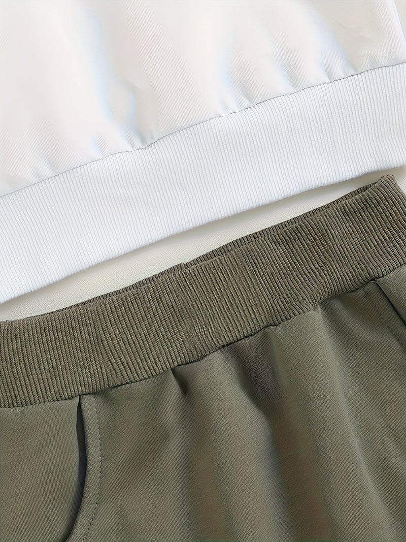 2pcs 0-2 Years Old Baby Boy Winter Clothes Contrast Color Long-Sleeved.