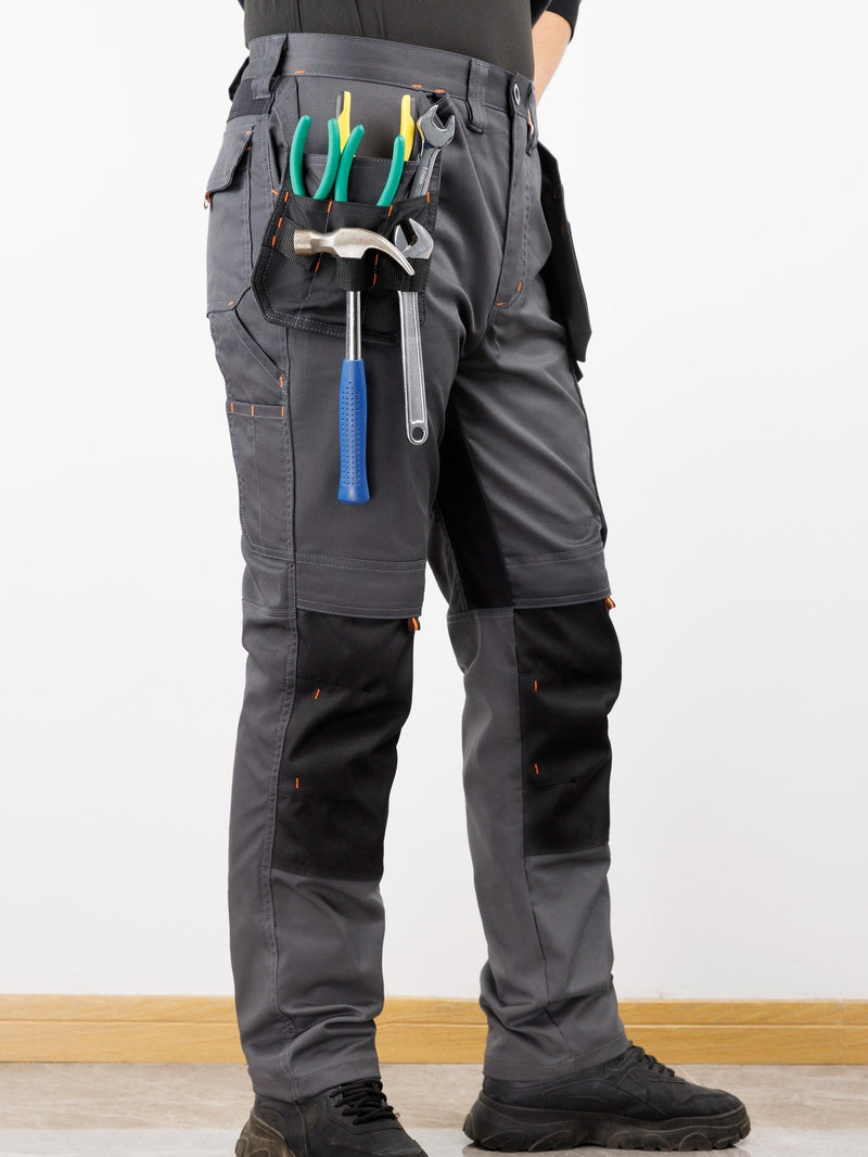 Men's Elastic Cargo Pants with Multiple Pockets, All-Season Style.