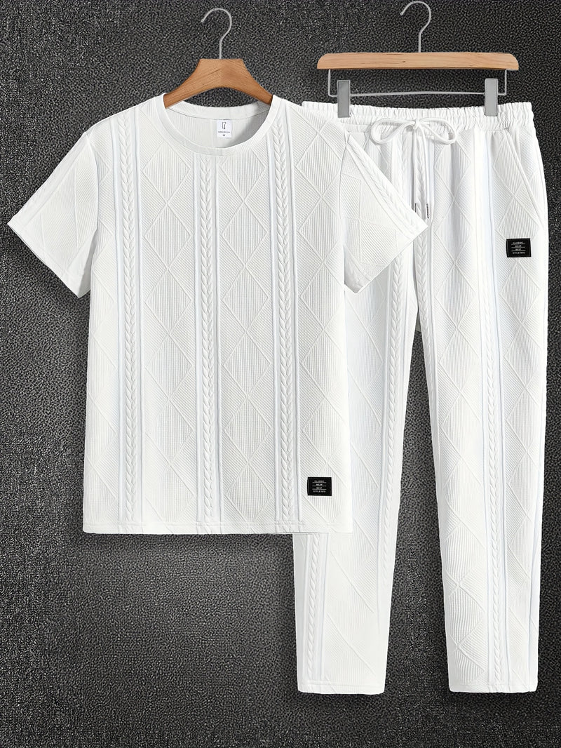 Men's Round Neck Textured Heavyweight Short Sleeve Shirt.