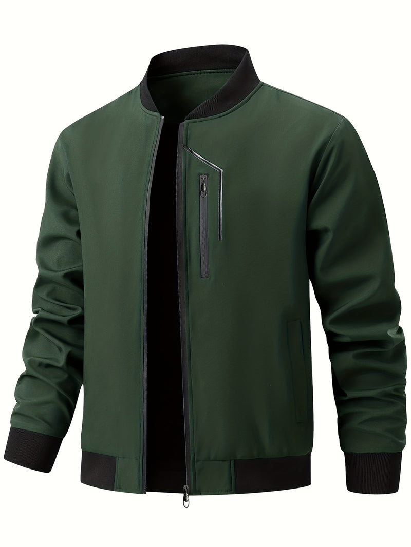 Men'S Casual Bomber Jacket | Spring-Autumn, Non-Stretch, Baseball Collar.