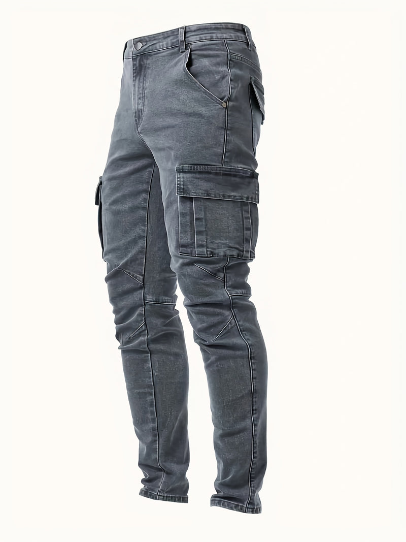 Men's Trendy Casual Long Pants with Multiple Pockets.