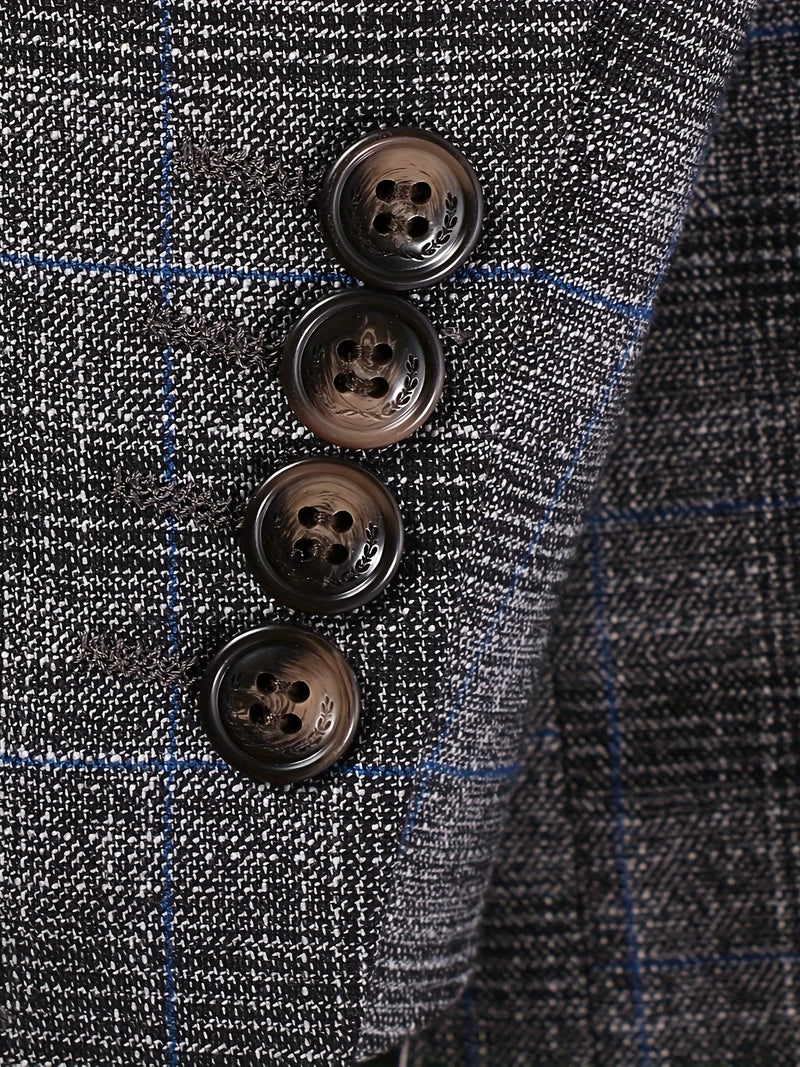 3pcs Men's Suit Set Includes Only Blazer + Vest + Trousers.