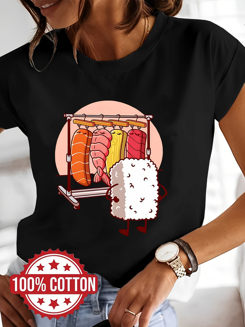 Women's Sushi Graphic Print T-Shirt.