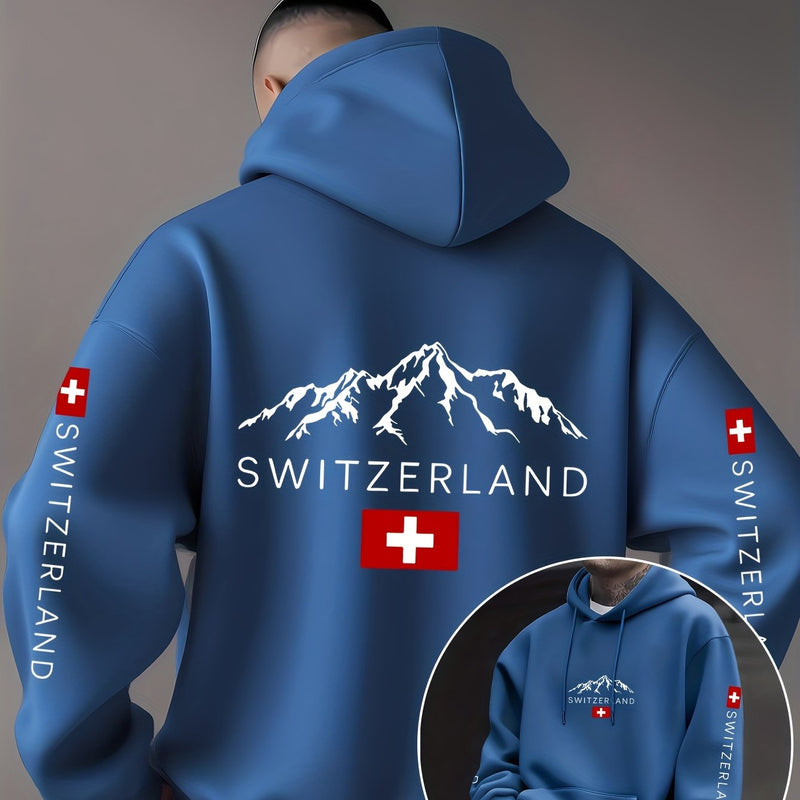 Men'S & Women'S Swiss Flag & Matterhorn Mountain Graphic Hooded Sweatshirt.