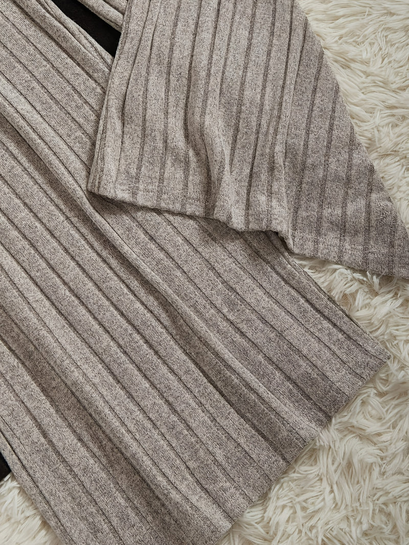 2-Pack Solid Color Fashion Ribbed Casual Wide Leg Women's Pants.