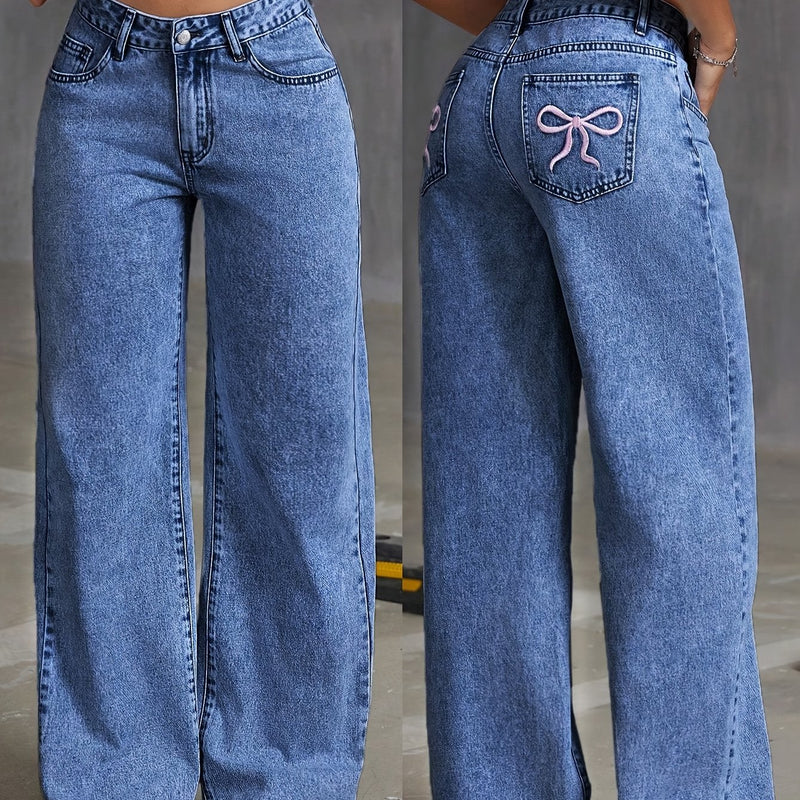 Women's Wide-Leg Stretch Denim Pants.
