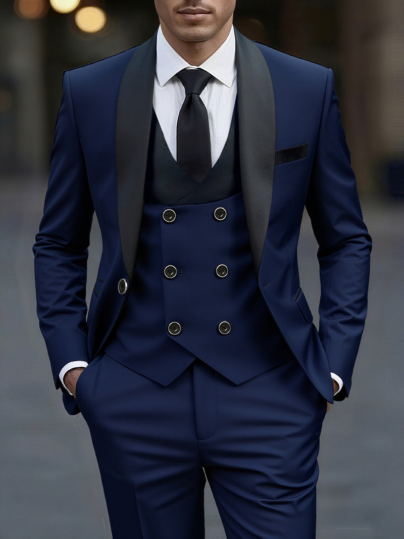 Men's 3pcs Suit Set, Jacket + Vest+ Trousers.
