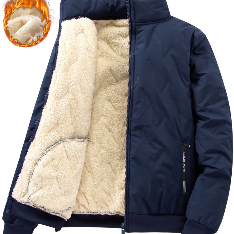 Men'S Winter Fashion Fleece Jacket with Zippered Pockets.