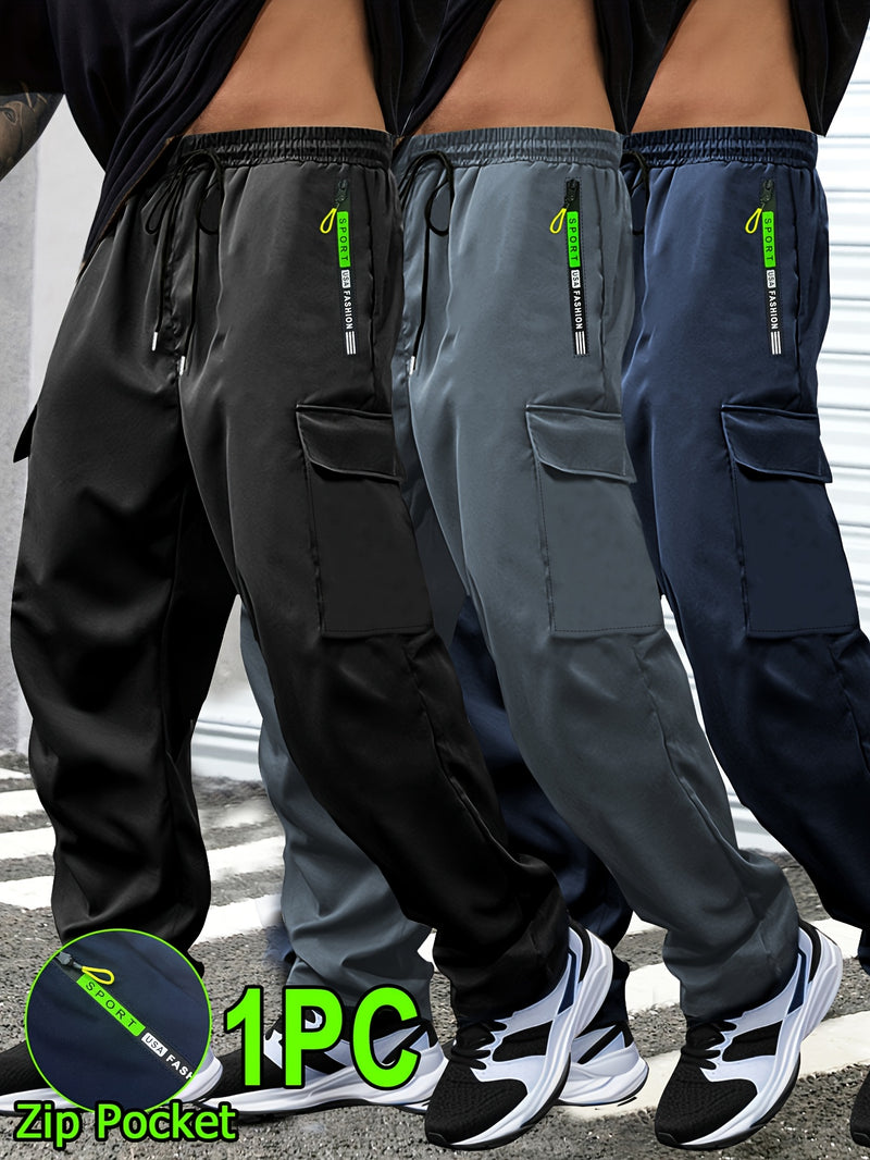 Men's Outdoor Casual Cargo Pants - Made from Polyester Fabric.