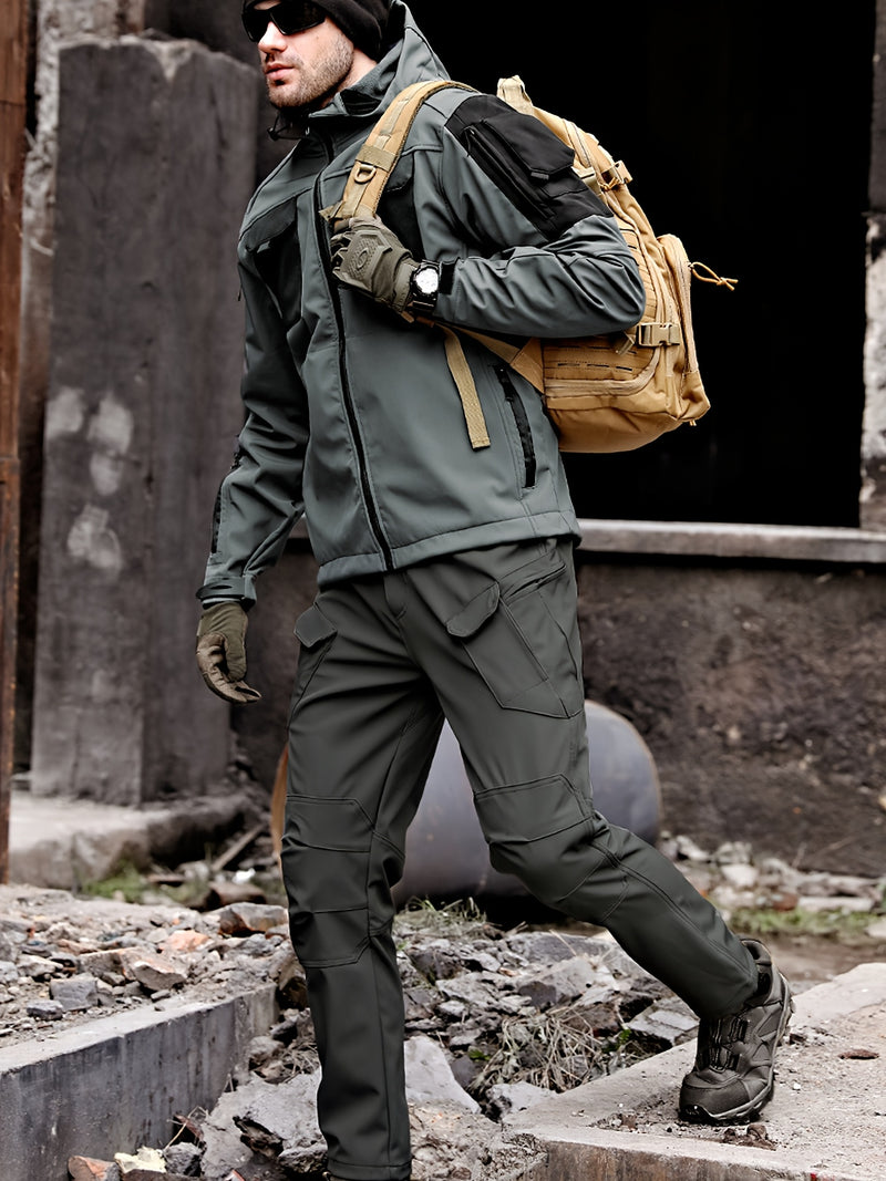 Autumn and Winter Men's  Fleece-Lined Two-Piece Set.