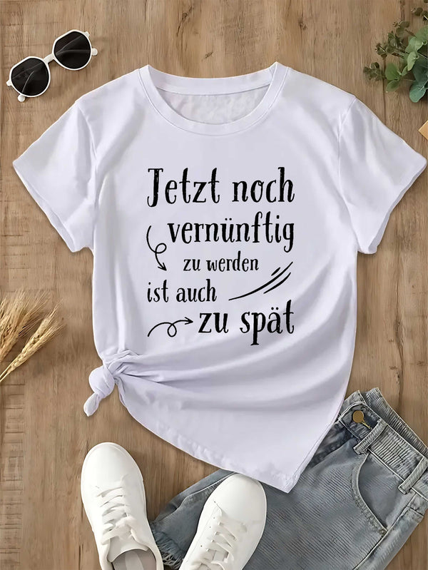 Women’s Fun German Humorous Slang Fashion T-shirt Short Sleeves.