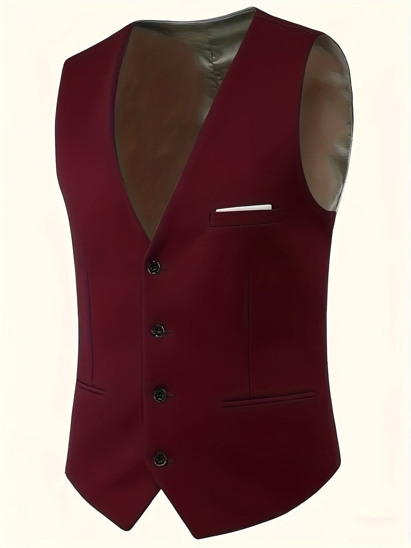 Men's High-End 3pcs Suit Set, Plus Size Men's Suit Set with Pants and Vest.