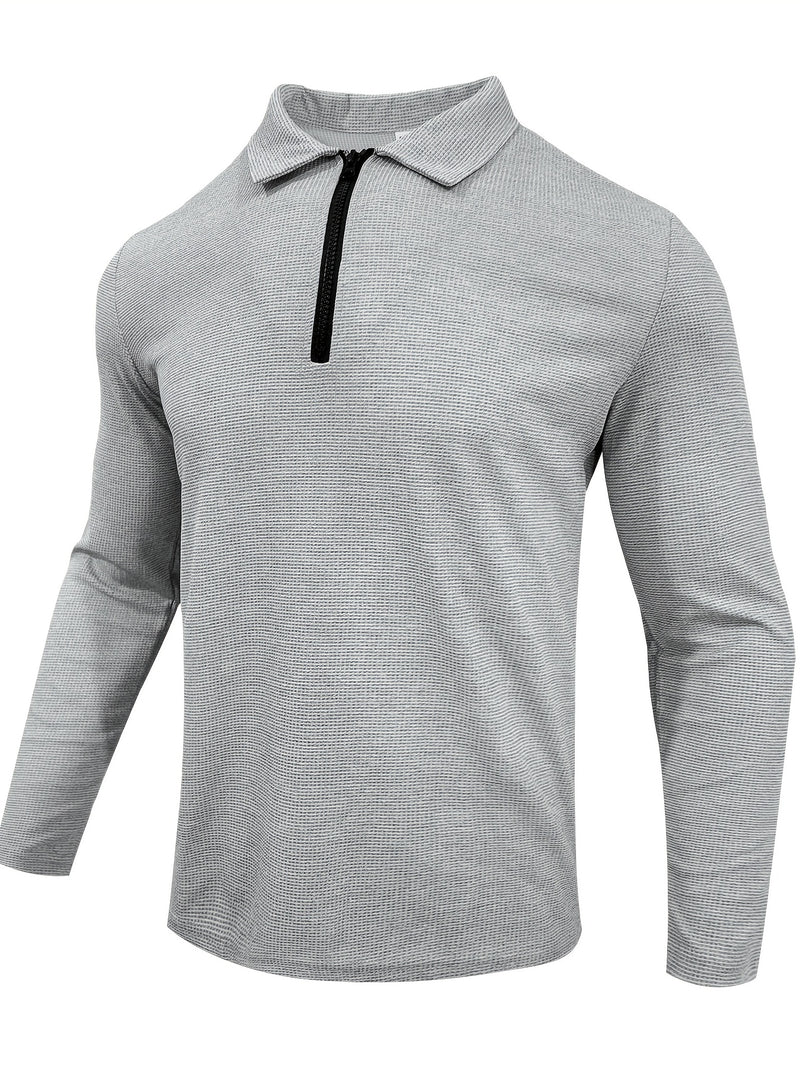 Trendy collar! Men's sports suit zipper design, preferred for daily outings.