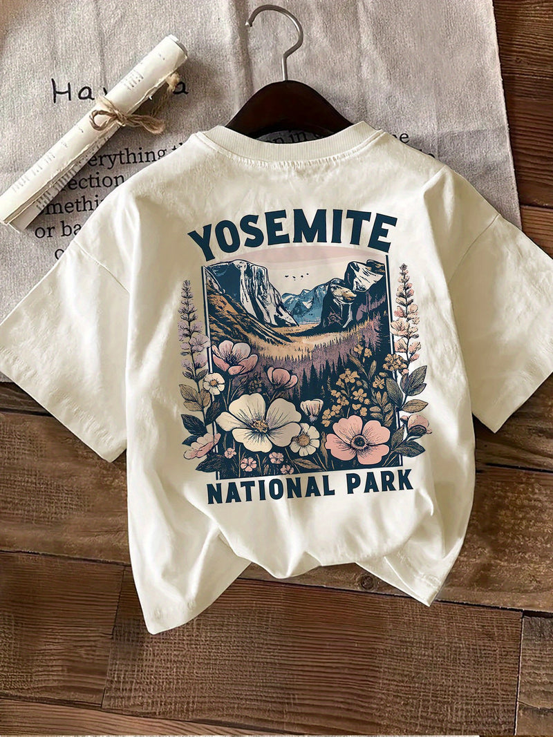 Women’s Summer Vintage Style Double-Sided Printed T-Shirt.