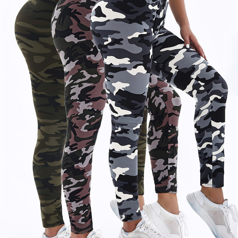 3 Pack Autumn Winter Women's Cropped Leggings Camouflage Series.