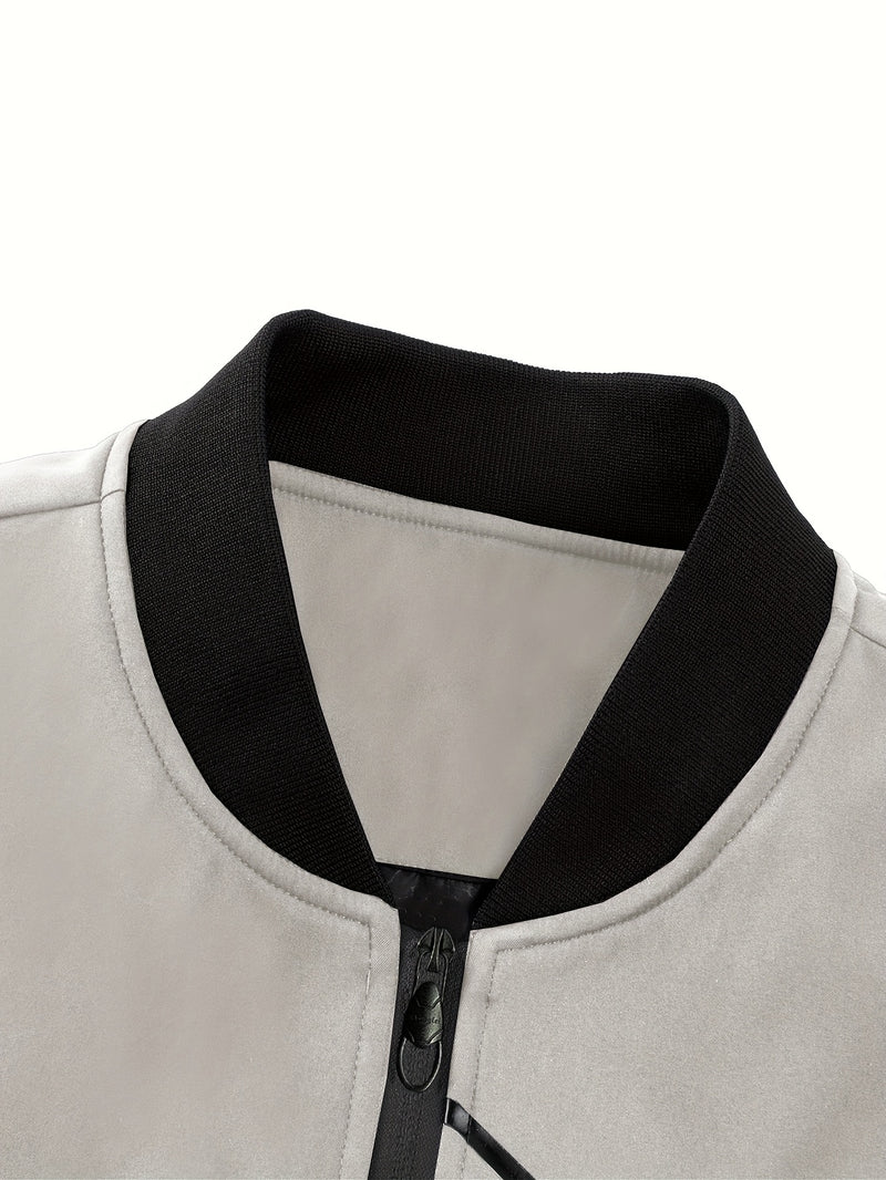 Men'S Casual Bomber Jacket | Spring-Autumn, Non-Stretch, Baseball Collar.