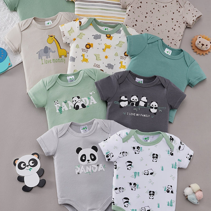 Baby Boy Cartoon Panda Giraffe Elephant Print.